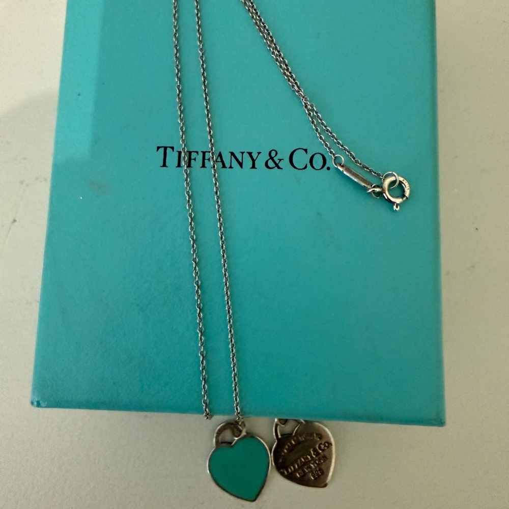 Tiffany Blue® Double Heart Tag Pendant in Silver, Small - gently used